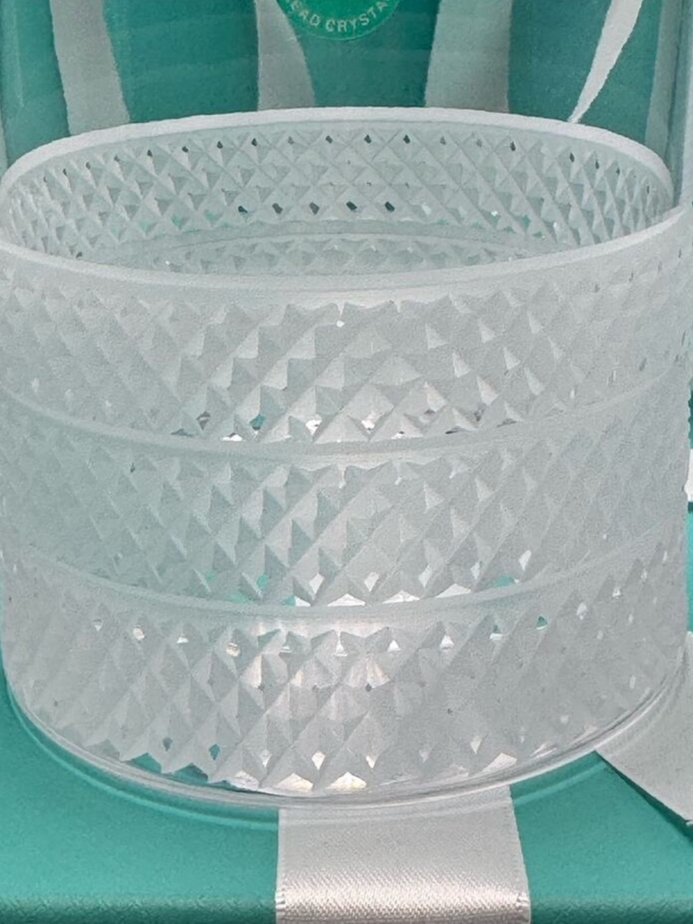 NEW - Tiffany & Co. Diamond Point Lead Crystal Glass One Double Old Fashioned 4” - Picture 8 of 10